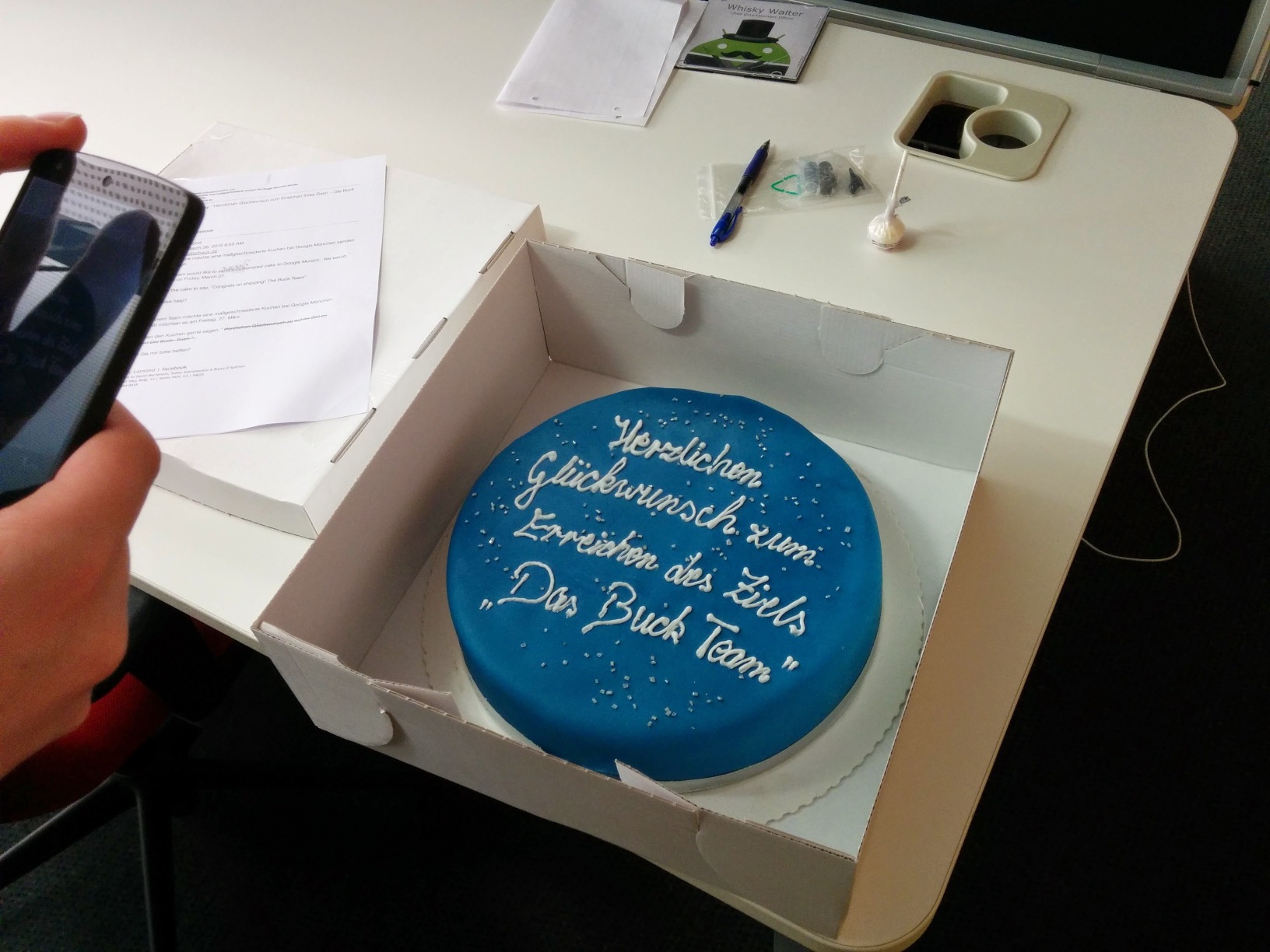 A blue Sachertorte. Thank you, Buck-team!