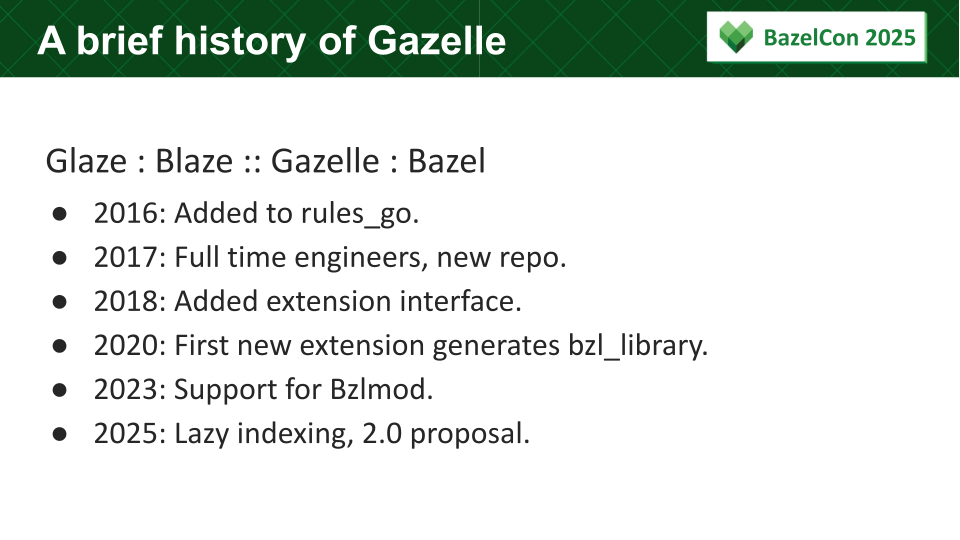 Slide: A brief history of Gazelle