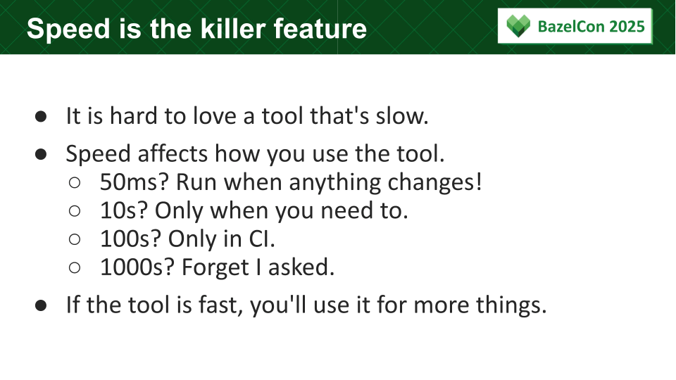 Slide: Speed is the killer feature